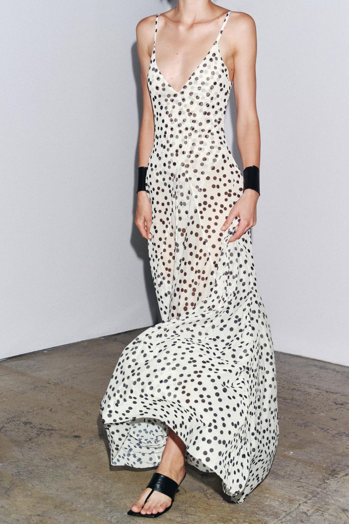 KENZIE - VINTAGE INSPIRED DOT MAXI DRESS