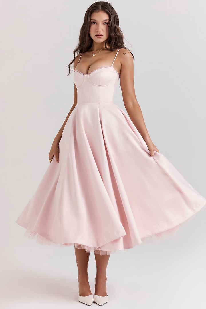 BRIGGITE - FIT AND FLARE BUSTIER TEA DRESS