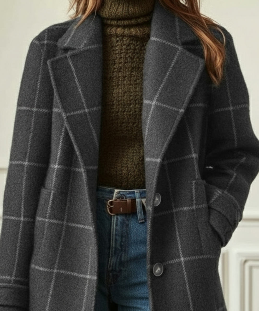 Cambridge Wool Check Coat Grey