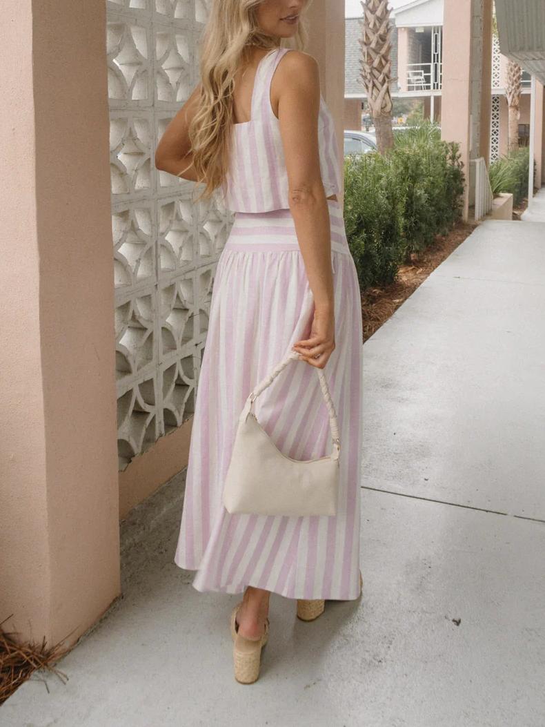 TIFFANY - PINK AND WHITE SUMMER SKIRT SET