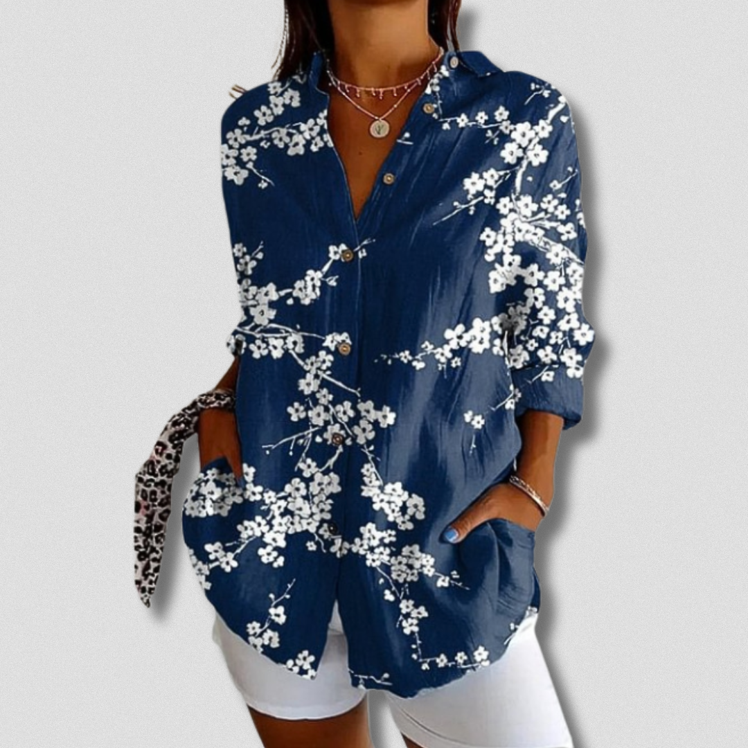 STACEY - FLORAL PATTERN LONG SLEEVE BLOUSE