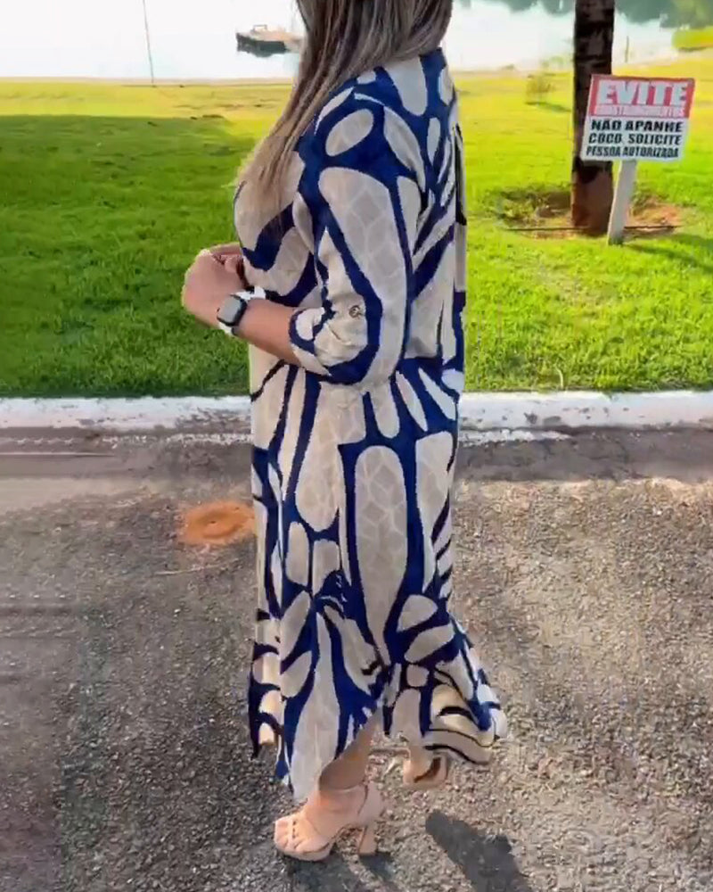 SHENAE - STYLISH PRINT SHIRT DRESS