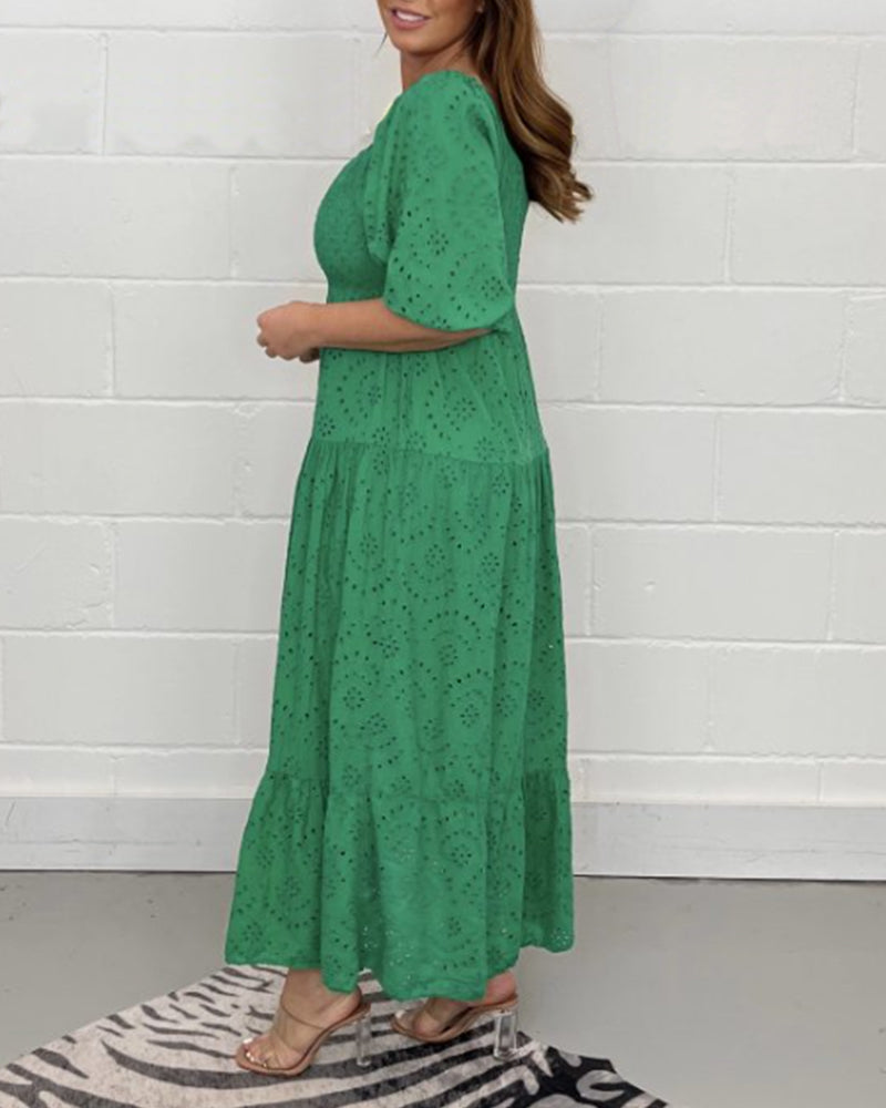 TASHA - SQUARE NECK SOLID DRESS