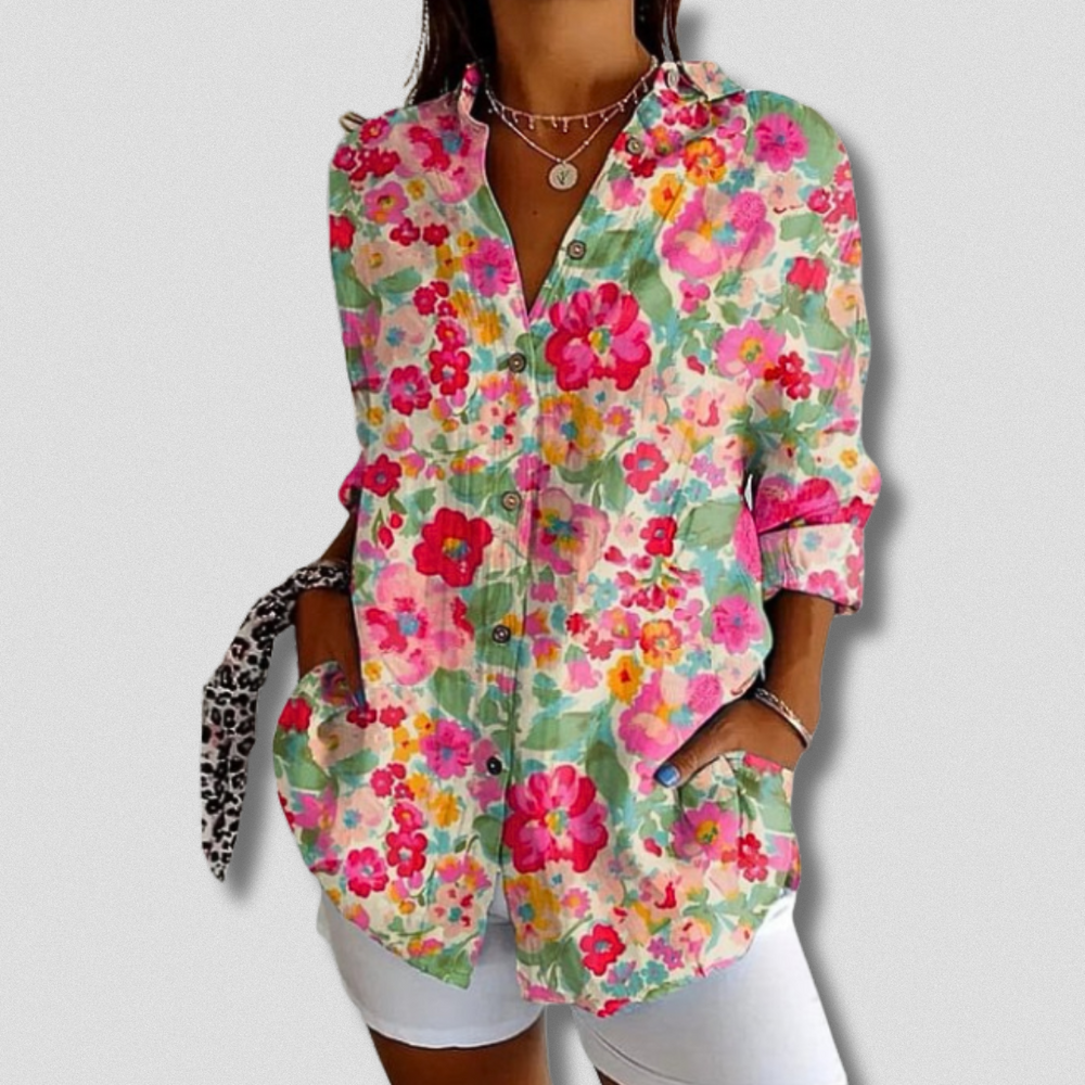 STACEY - FLORAL PATTERN LONG SLEEVE BLOUSE