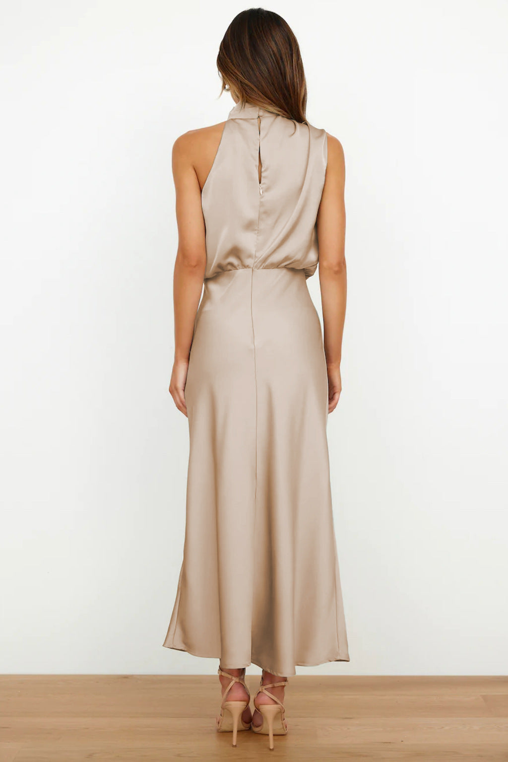 CAI - SATIN HALTERNECK MAXI DRESS