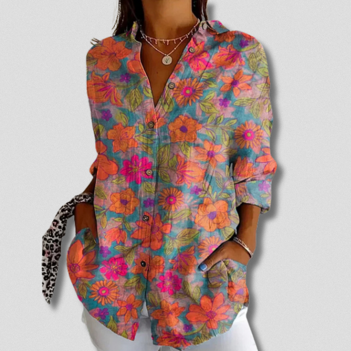 STACEY - FLORAL PATTERN LONG SLEEVE BLOUSE