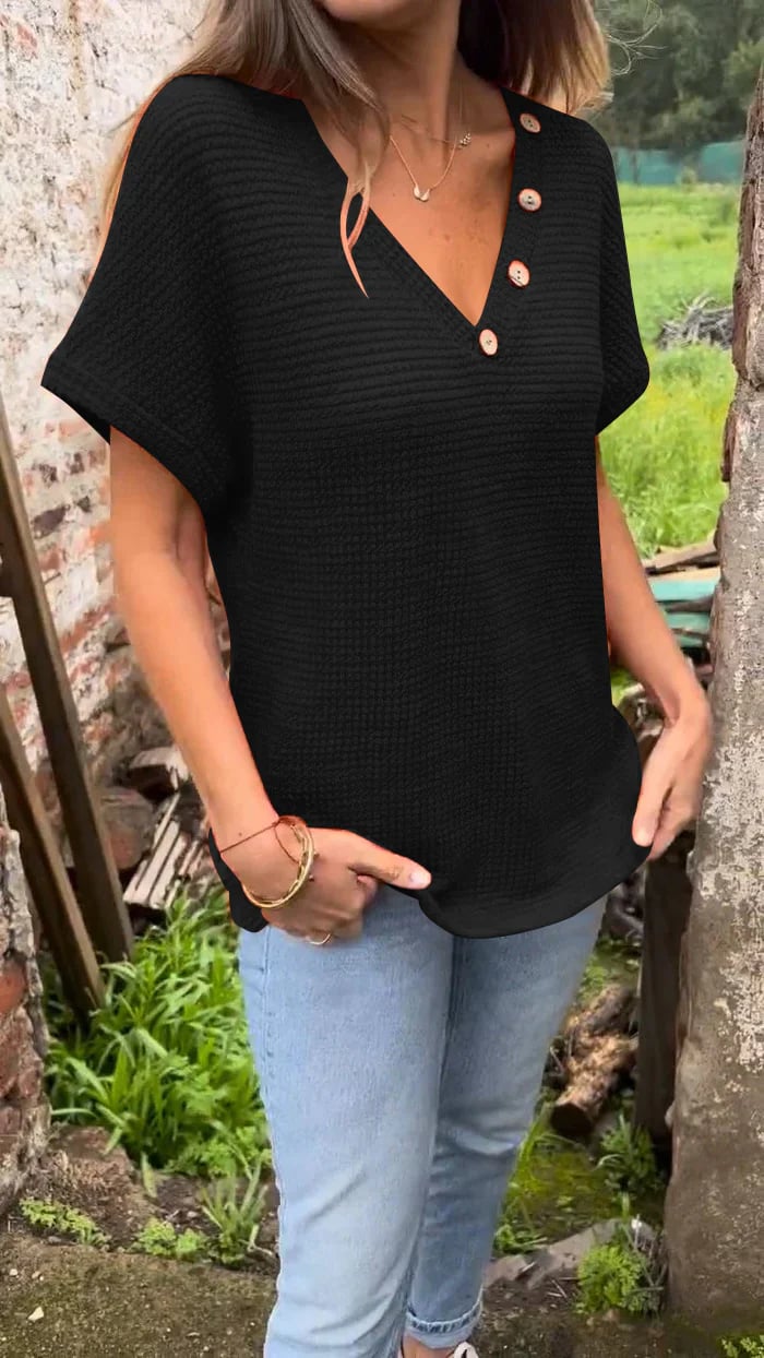 MEERAH -  BREATHABLE WAFFLE SHORT SLEEVE TEE