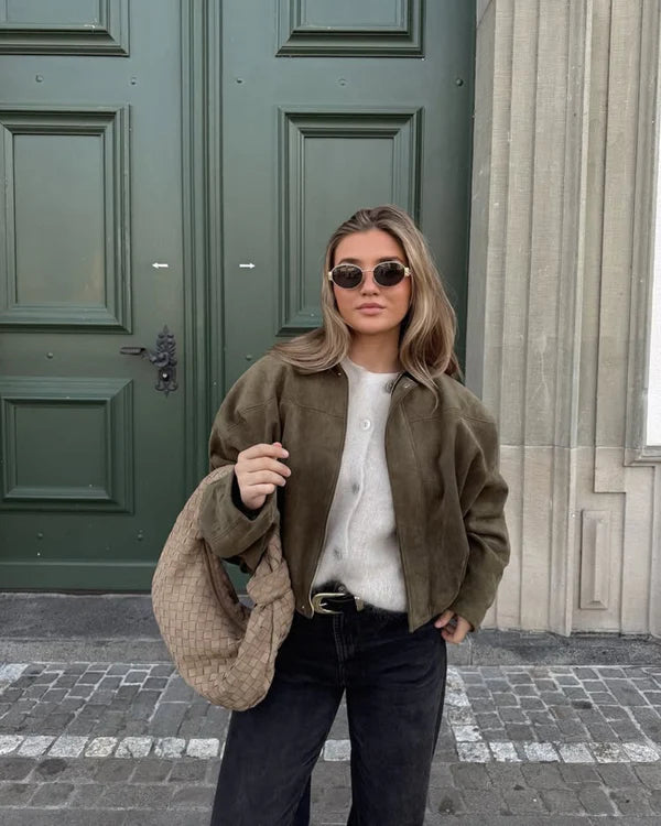 ADA - FAUX SUEDE  BOMBER JACKET