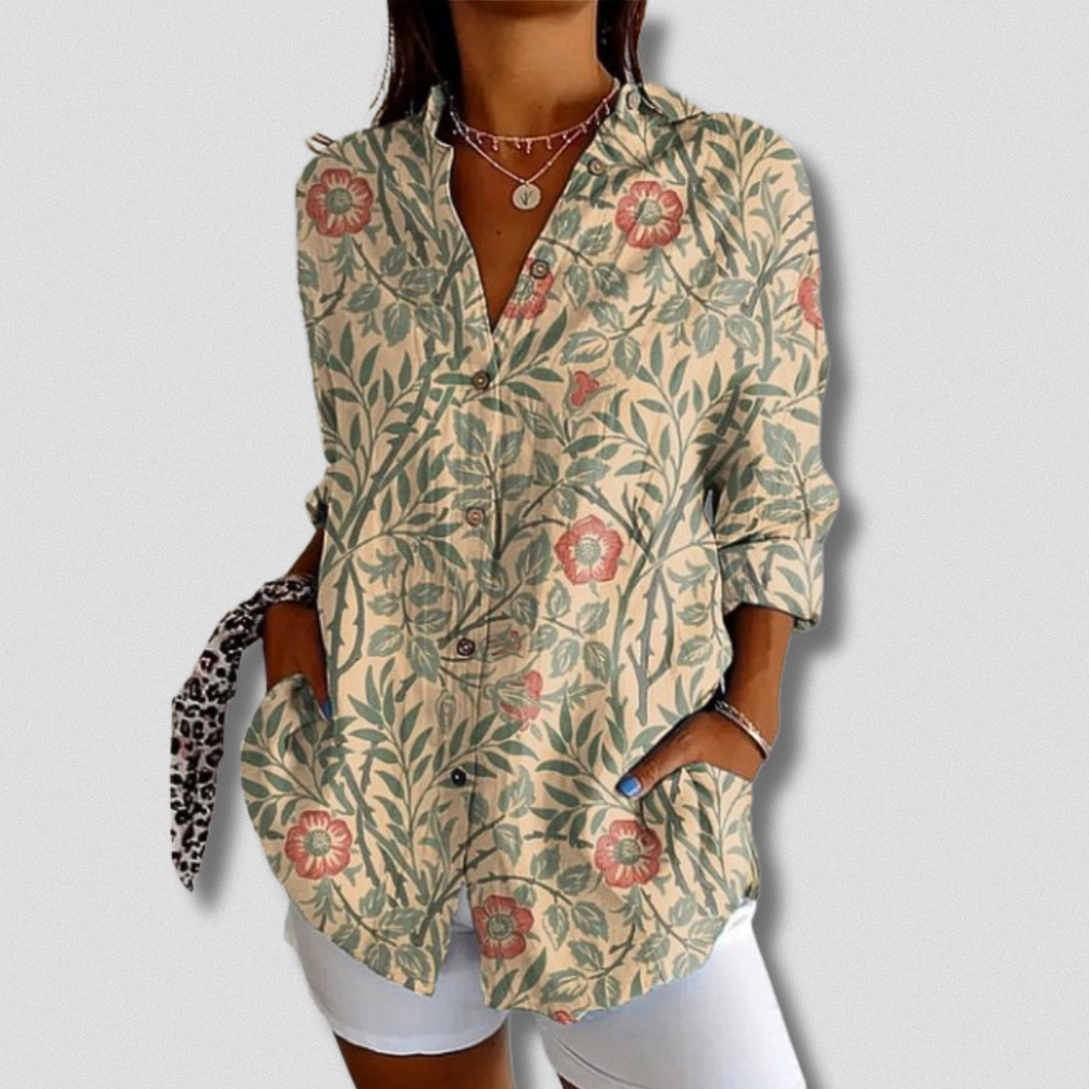 STACEY - FLORAL PATTERN LONG SLEEVE BLOUSE