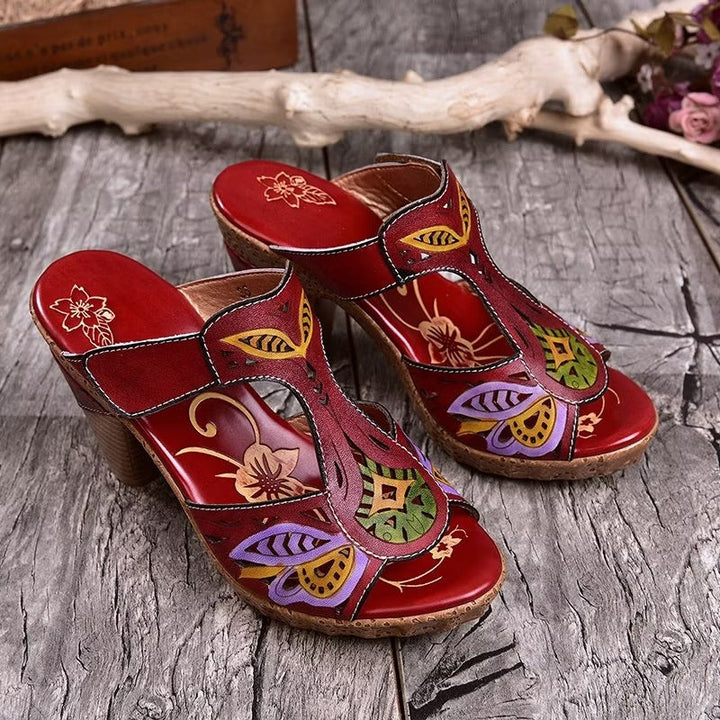 IYA - FLORAL PRINT HEEL SANDALS