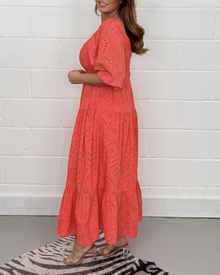 TASHA - SQUARE NECK SOLID DRESS