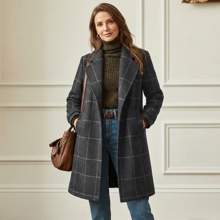 Cambridge Wool Check Coat Grey