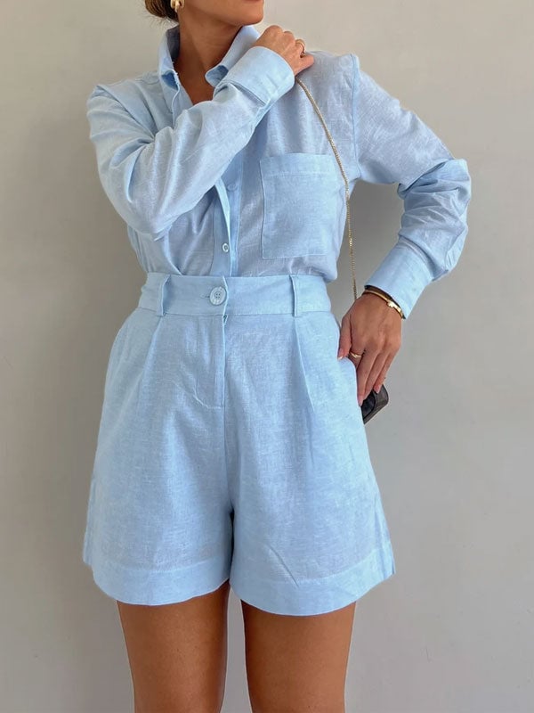 TALLULAH - RELAXED LINEN BLOUSE AND SHORTS SET