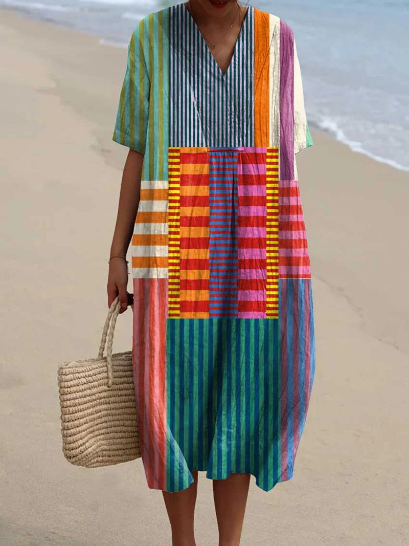 SHAVI - RETRO GEO PRINT COTTON DRESS