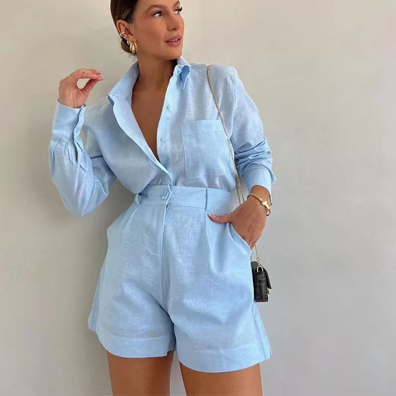 TALLULAH - RELAXED LINEN BLOUSE AND SHORTS SET