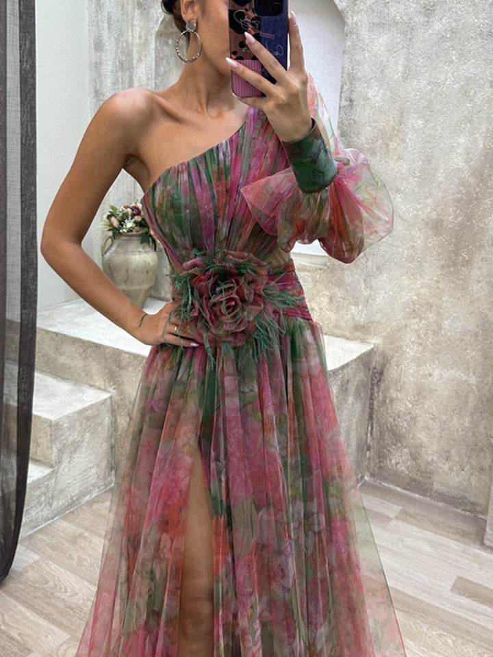 KAYLA - One-Shoulder Floral Maxi Dress