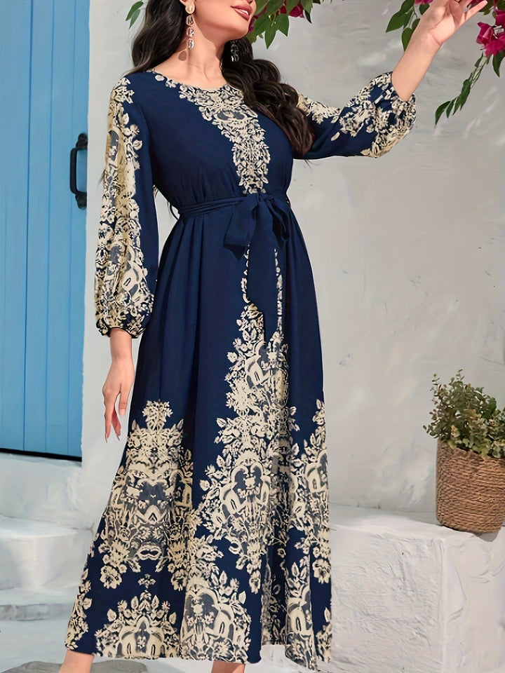 TATIANA - NAVY FLORAL V-NECK MAXI DRESS