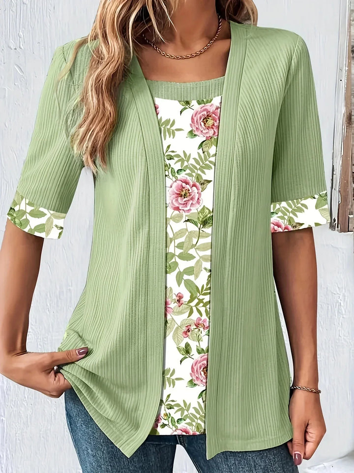 ESTHER – DUAL-LAYER FLORAL RELAXED BLOUSE