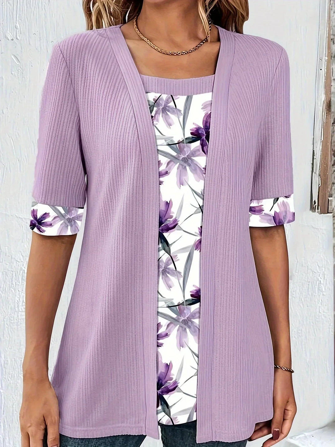 ESTHER – DUAL-LAYER FLORAL RELAXED BLOUSE