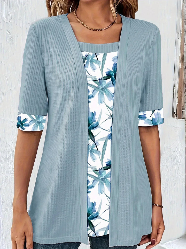 ESTHER – DUAL-LAYER FLORAL RELAXED BLOUSE