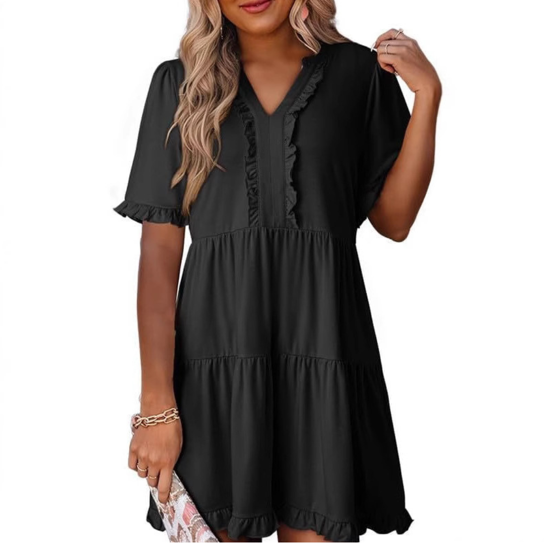 SHARONA - EVERYDAY V-NECK MINI DRESS