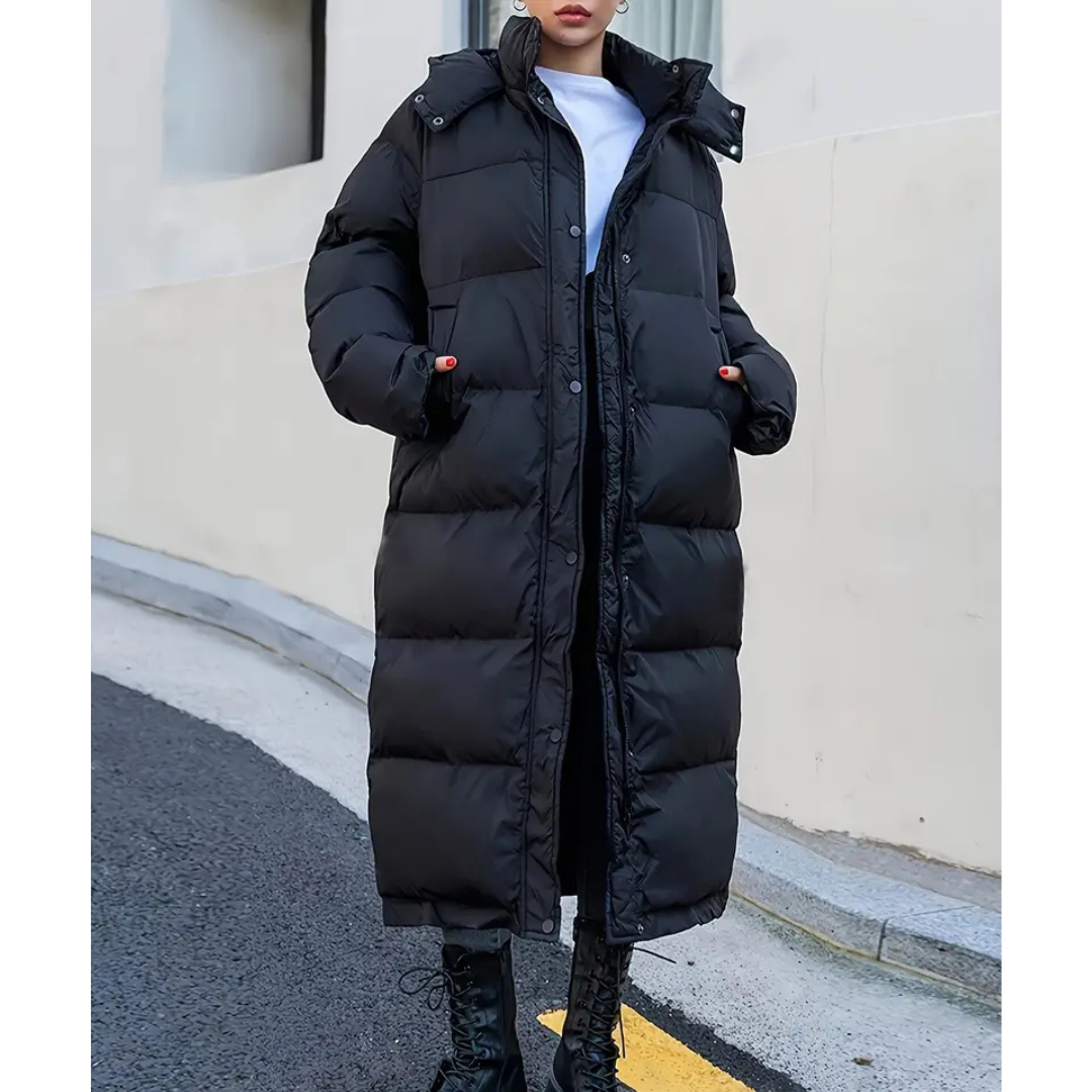 Long Quilted Women's Jacket | High Collar