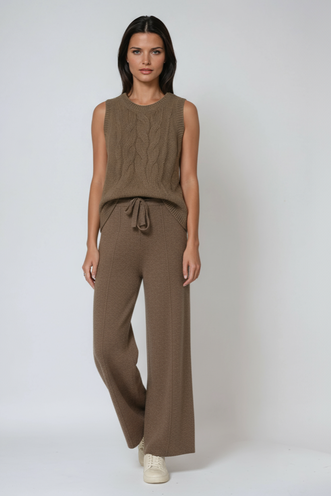 Knitted Trousers | Straight Legs and Drawstring Waist