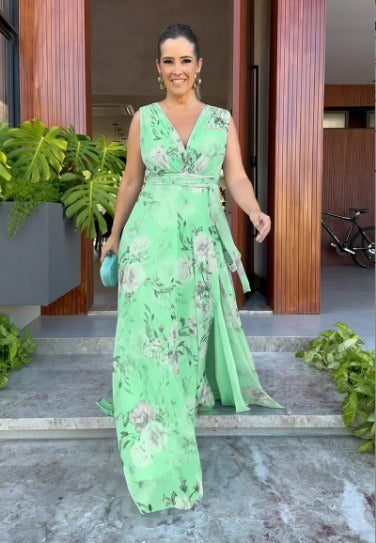 Venesa™ - Elegant Sleeveless V-neck Floral Print Dress