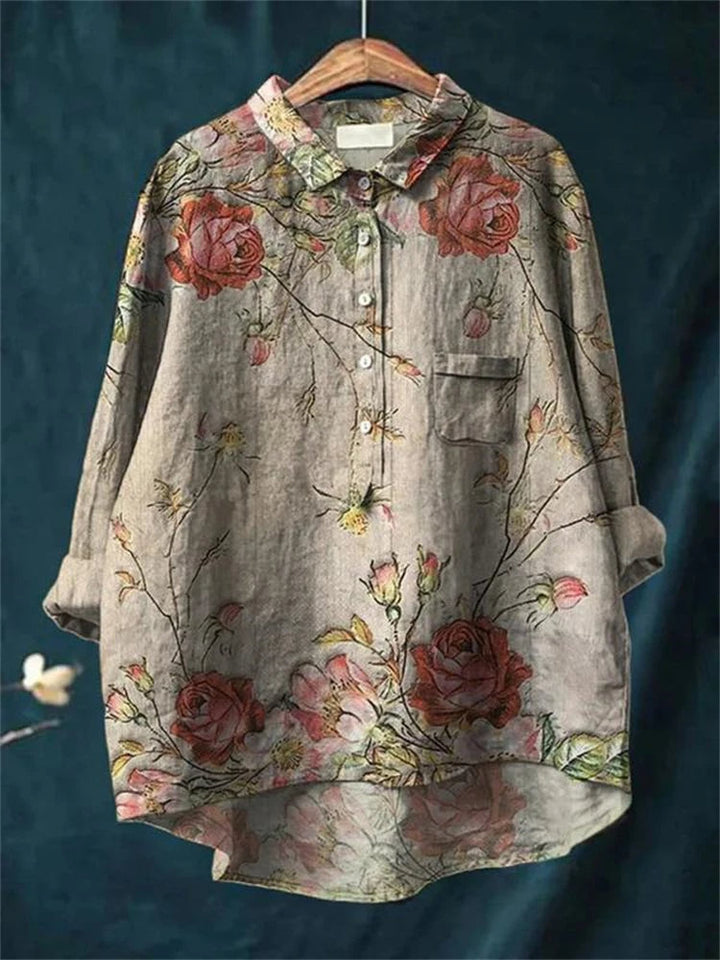 Kasey | Vintage Retro Floral Art Print Shirt