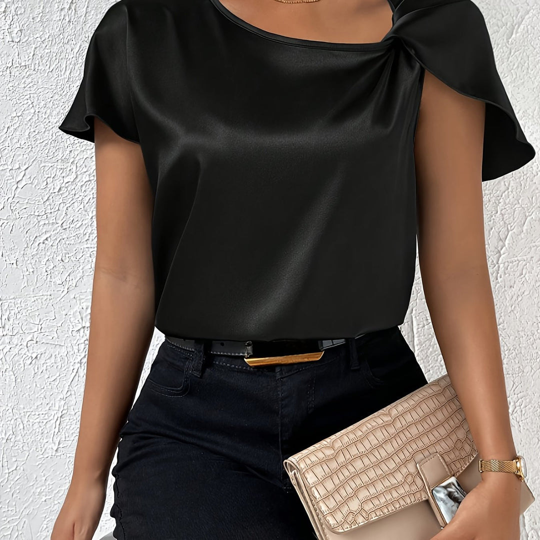 LEASA - FASHION FORWARD SHOULDER ACCENT BLOUSE