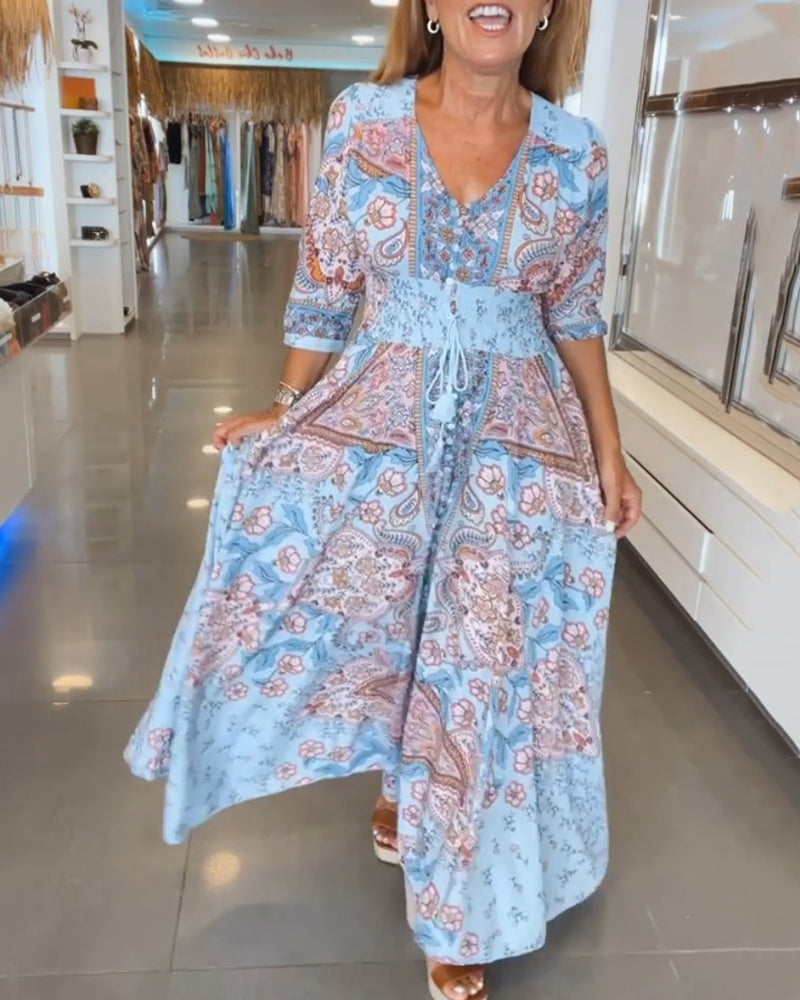 CHERA - ELEGANT HOLIDAY V-NECK DRESS