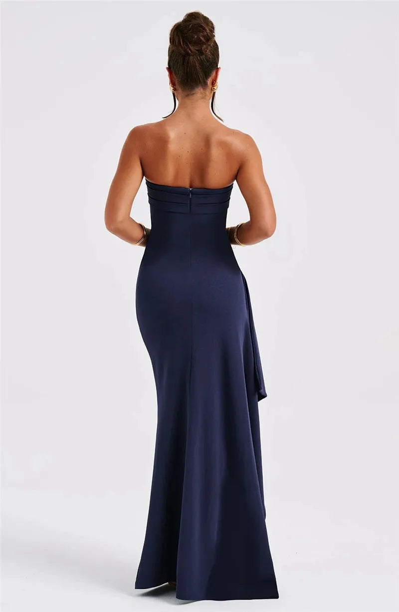 AELRED - STRAPLESS SLIT MAXI DRESS