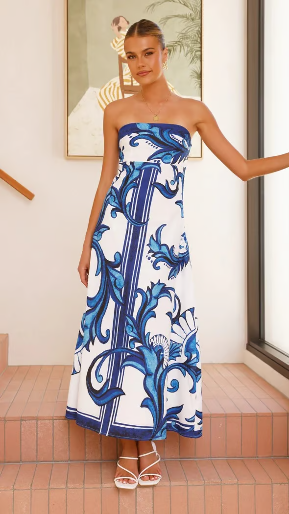 Eya - Elegant Floral Printed Maxi Dress