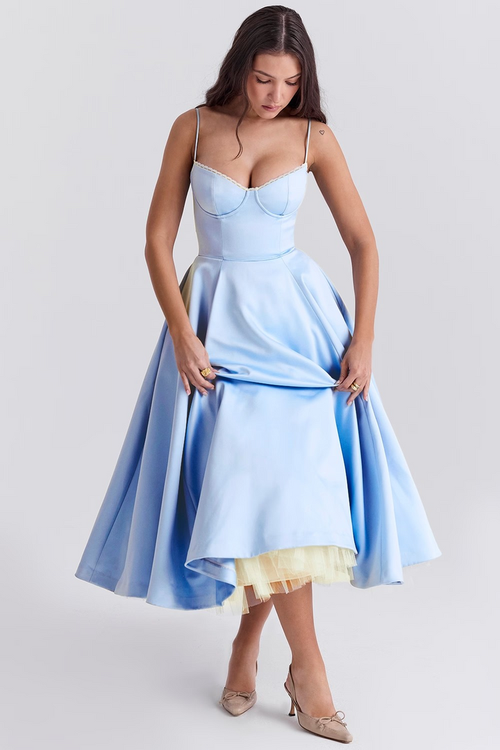 BRIGGITE - FIT AND FLARE BUSTIER TEA DRESS