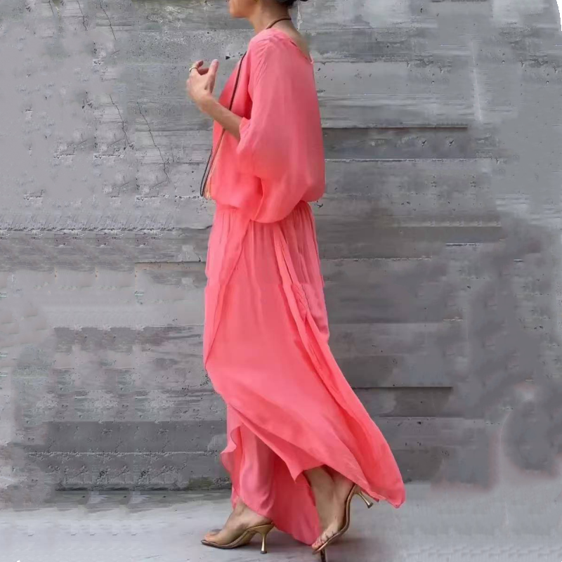 BERNADETTE - CASUAL CHIFFON SET WITH FLOWY PANTS