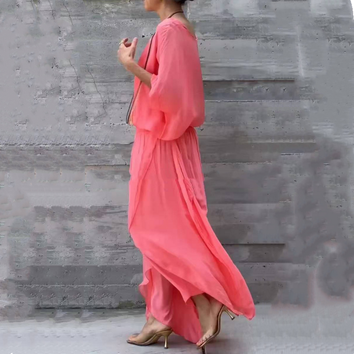 BERNADETTE - CASUAL CHIFFON SET WITH FLOWY PANTS