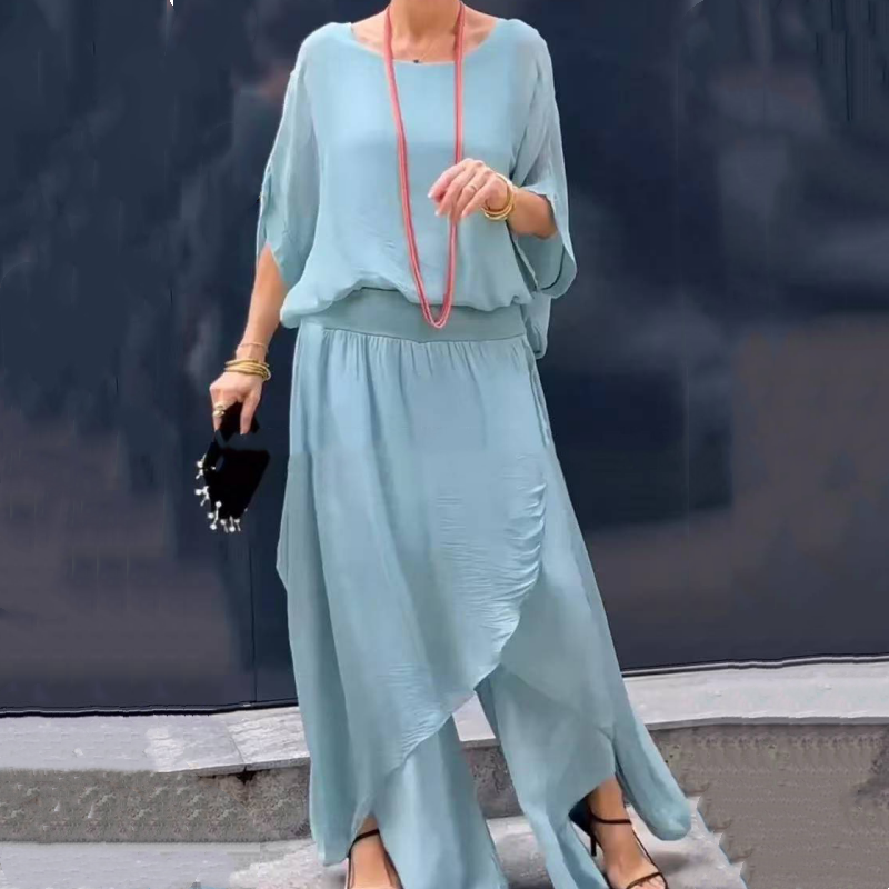 BERNADETTE - CASUAL CHIFFON SET WITH FLOWY PANTS