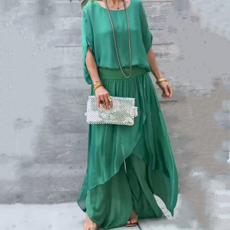 BERNADETTE - CASUAL CHIFFON SET WITH FLOWY PANTS