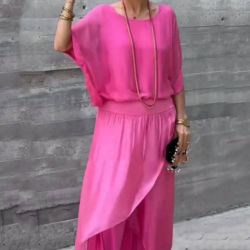 BERNADETTE - CASUAL CHIFFON SET WITH FLOWY PANTS