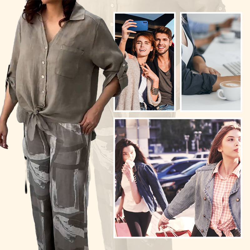 NIVES - RELAXED FIT BLOUSE & HIGH-RISE SET