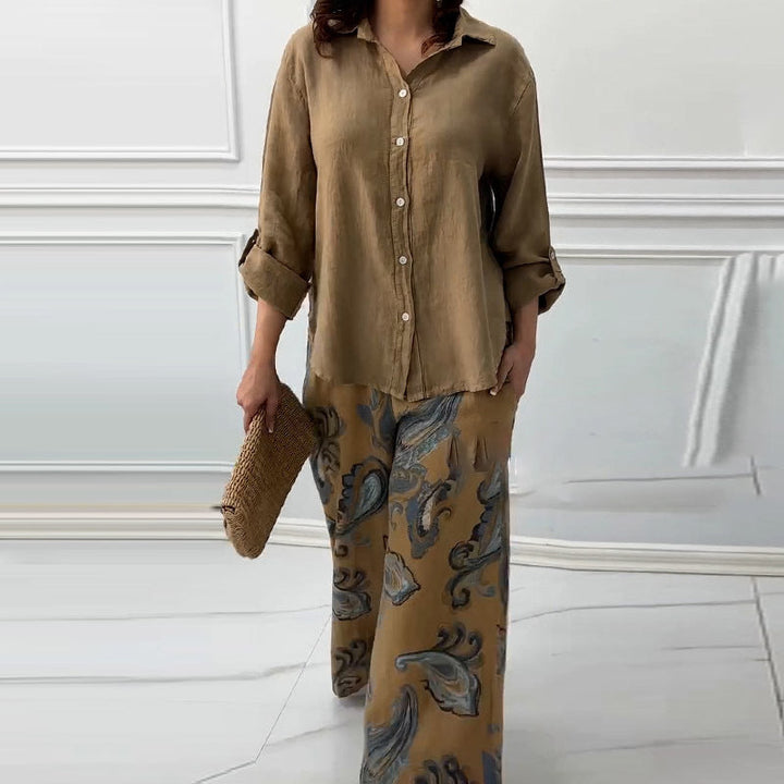 NIVES - RELAXED FIT BLOUSE & HIGH-RISE SET