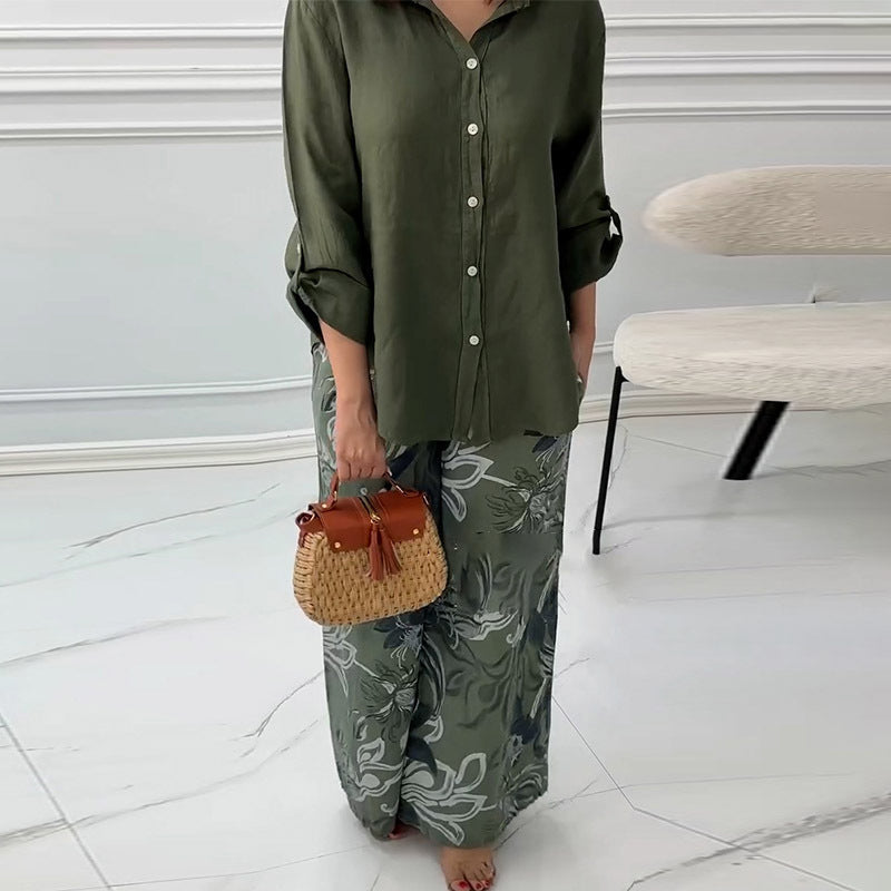 NIVES - RELAXED FIT BLOUSE & HIGH-RISE SET