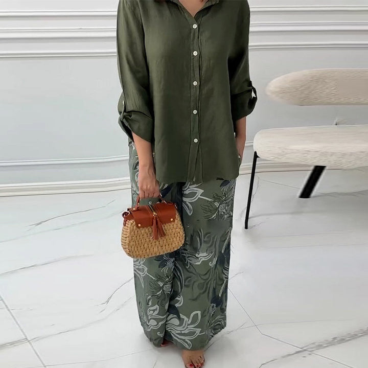 NIVES - RELAXED FIT BLOUSE & HIGH-RISE SET