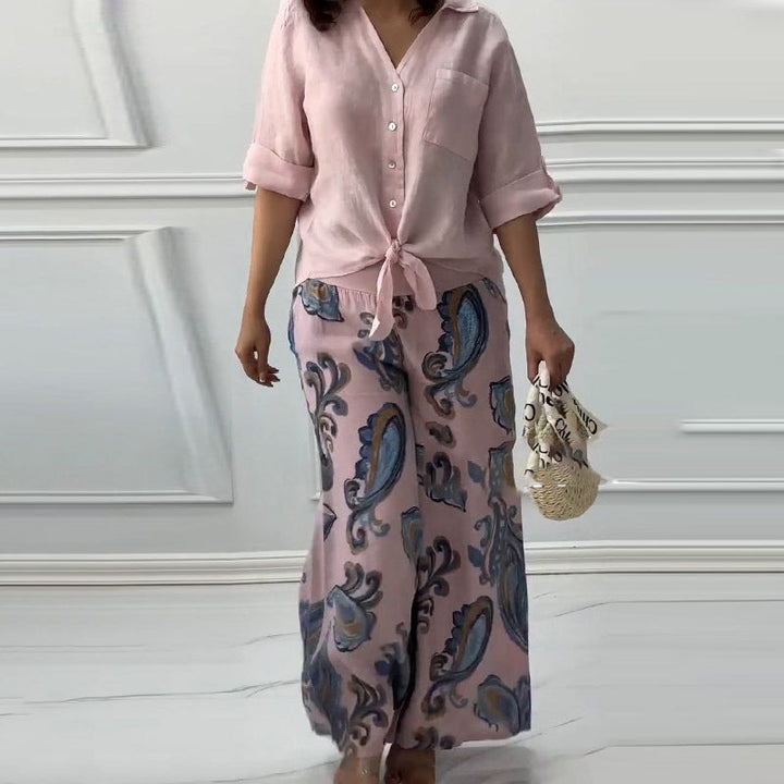 NIVES - RELAXED FIT BLOUSE & HIGH-RISE SET