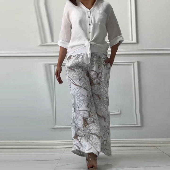 NIVES - RELAXED FIT BLOUSE & HIGH-RISE SET