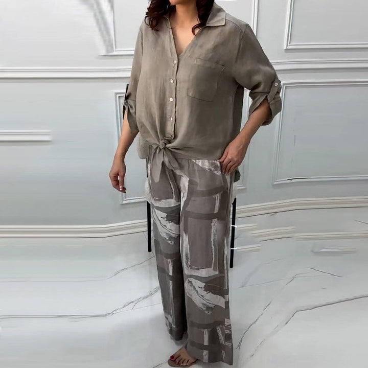 NIVES - RELAXED FIT BLOUSE & HIGH-RISE SET